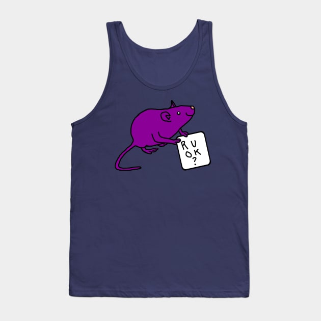 Purple Rat Holding Sign R U OK or Are You Ok Tank Top by ellenhenryart